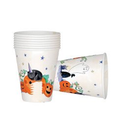 Puodeliai vienkartiniai popieriniai "Halloween" 8vnt moliūgo