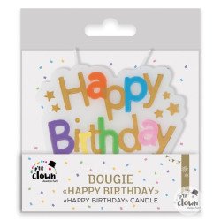 Didelė spalvota gimtadienio žvakutė „Happy Birthday“