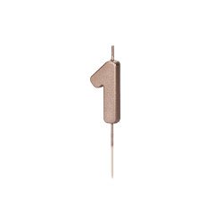 Gimtadienio žvakutė Nr. 1, rožinio aukso, 4,5 cm