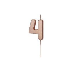 Gimtadienio žvakutė Nr. 4, rožinio aukso, 4,5 cm