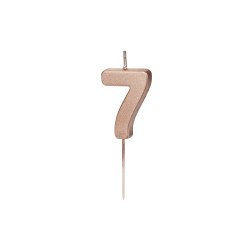 Gimtadienio žvakutė Nr. 7, rožinio aukso, 4,5 cm