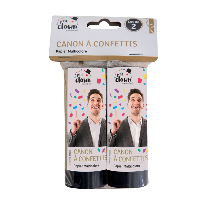 Konfeti patranka su spalvotais lapeliais – 2 vnt.