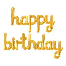 Auksinė folinio baliono girlianda „HAPPY BIRTHDAY“