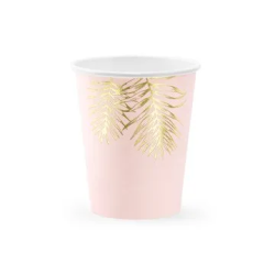 Vienkartiniai puodeliai rožiniai "Leaves"220 ml 6 vnt pigiau