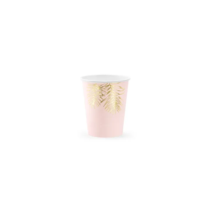 Vienkartiniai puodeliai rožiniai "Leaves"220 ml 6 vnt pigiau