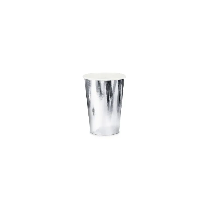 Vienkartiniai puodeliai sidabriniai blizgūs 220 ml 6vnt pigu