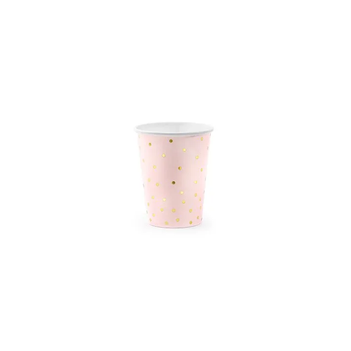 Vienkartiniai puodeliai rožiniai 260ml 6vnt šventiniai pigu