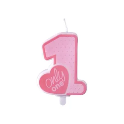 Gimtadienio žvakutė "Only One" rožinė 8 cm jubiliejaus proga