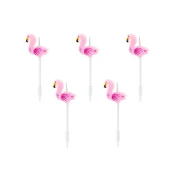 Žvakutės gimtadienio 5 vnt 3 cm rožiniai flamingai šventinės