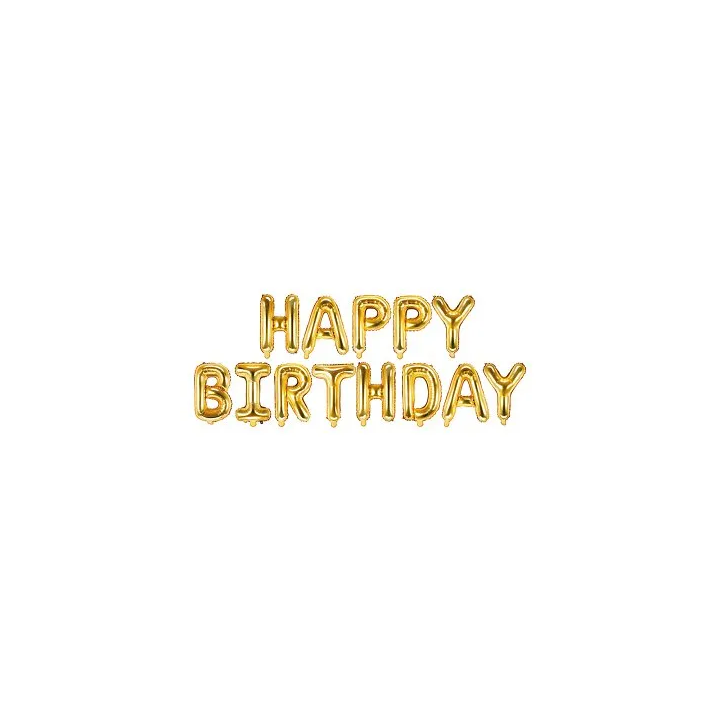 Folinis balionas Happy birthday auksinis 340 cm gimtadieniui