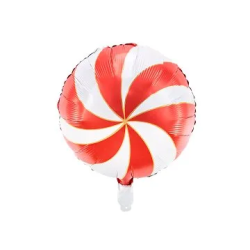 Folinis balionas "Saldainis Candy" balta raudona 35 cm heliu