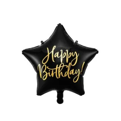 Folinis balionas "Happy birthday" 40 cm juodas gimtadieniui