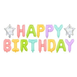 Folinis balionas Happy birthday spalvotas 340cm gimtadieniui
