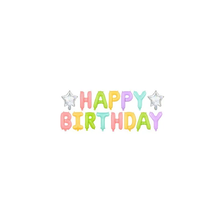 Folinis balionas Happy birthday spalvotas 340cm gimtadieniui