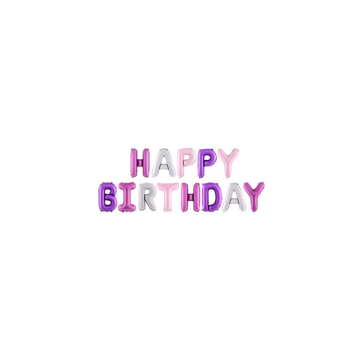Folinis balionas Happy birthday spalvotas 340cm gimtadieniui