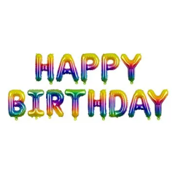 Folinis balionas "Happy birthday" vaivorykštės spalvos pigu