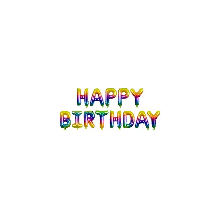 Folinis balionas "Happy birthday" vaivorykštės spalvos pigu