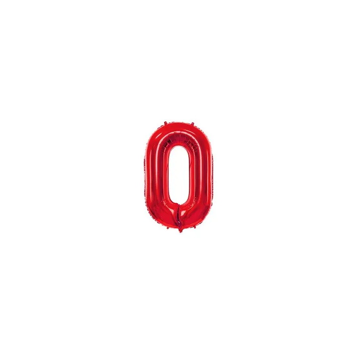 Folinis balionas "0" raudonas 86cm gimtadieniui kitai progai