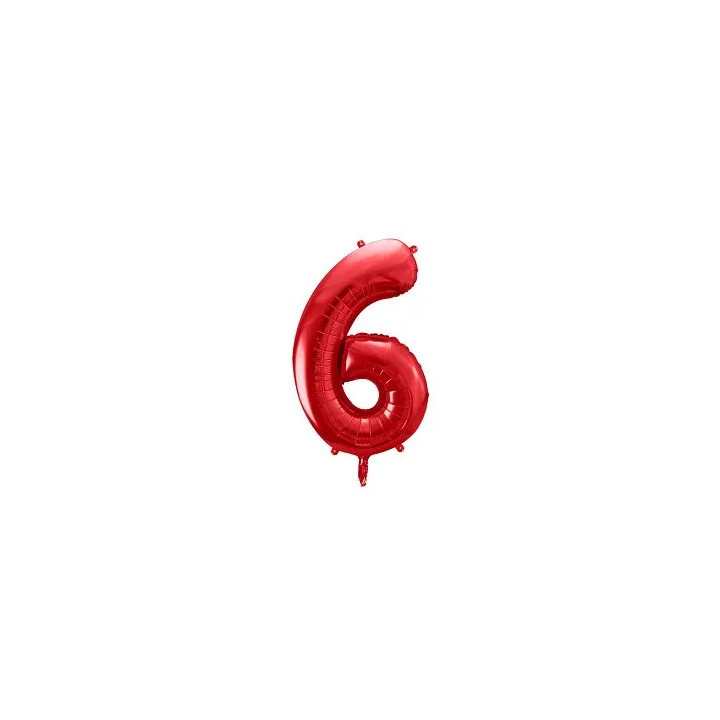 Folinis balionas "6" raudonas 86cm gimtadieniui kitai progai