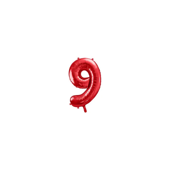 Folinis balionas "9" raudonas 86cm gimtadieniui kitai progai
