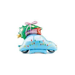 Folinis balionas pastatomas "Kalėdų automobilis" 102&107 cm